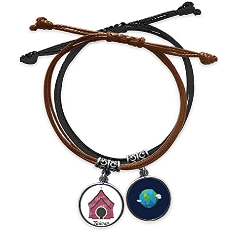 Pulsera de cuero de Sun Moon Lake de Taiwán hecha a mano como amuleto de viaje unisex
