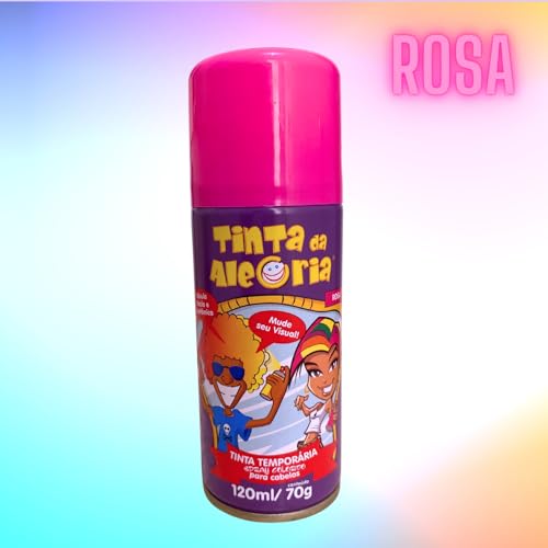 Tinta Spray Para Cabelos Temporária Infantil 120ML Válvula Macia e Anatômica (Rosa, 120ML)