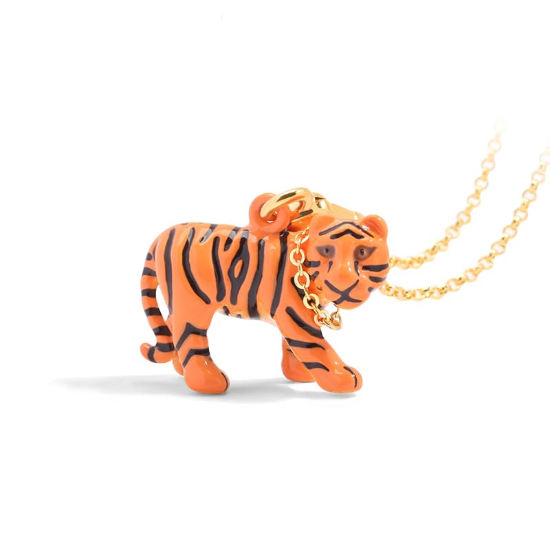 Tiger Enamel Necklace Key Pendant With Chains Jewelry Gift2