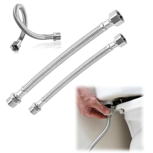 JUGUTA Tuyaux Flexibles, 2 Pièces Tuyau Flexible En Acier Inoxydable, Tuyau De Raccordement Universel En Acier Inoxydable Pour Robinet Salle De Bain Wc(20 Cm/10 Cm)