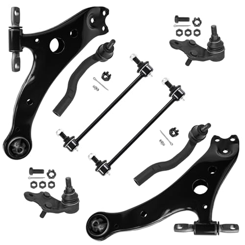 Image of Detroit Axle - Front End 8pc Suspension Kit for 07-11 Toyota Camry 2007 2008 2009 2010 2011, 2 Lower Control Arms 2 Ball Joints 2 Outer Tie Rods 2 Sway Bars Replacement USA Built