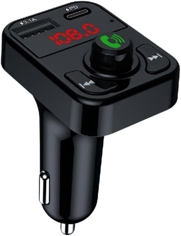 LIHAN Handsfree Calling Car Charger,Wireless Bluetooth 5.3 FM Transmitter Radio Receiver,MP3 Audio Music Adapter,Dual USB Ports,Compatible for iPhone Samsung Smartphones,Spotify & GPS Navigation