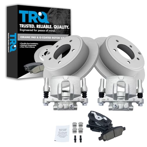Image of TRQ Rear Ceramic Brake Pad and Rotor Set Coated