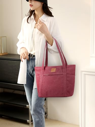 Image of Womens Shoulder Handbags Heavy Duty Canvas Work Tote Retro Bucket Bag
