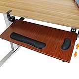 SLIDING MECHANISM: This keyboard tray uses a railing system to make sure sliding in and out stable enough for daily uses. Unlike most clamp on keyboard trays, this product will not get stuck diagonally