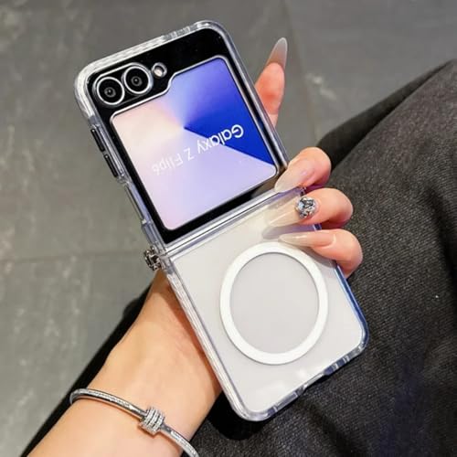 Coque Samsung Galaxy Z Flip6 antichoc transparente protection magnétique blanche