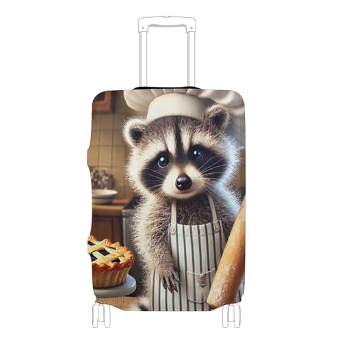 Joisal Cozy Raccoon Baker Pie Suitcase Covers for Luggage Protector Personalized Travel Accessories Suitcase Sleeve Identifiers, M, Fits 22-24 Inch Case