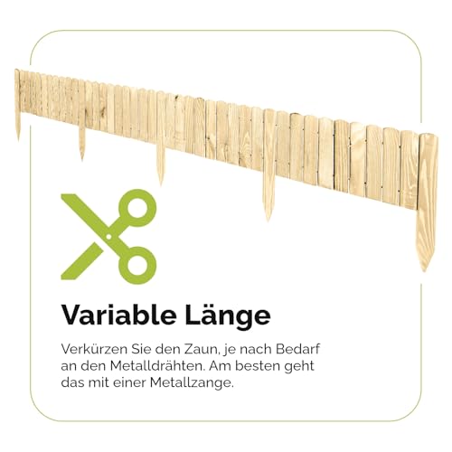 Garronda Rasenkante Beeteinfassung aus Holz flexibel 200 x 8 cm Rollborder für Rasen und Beet Beetumrandung und Beetbegrenzung Gartenzaun zum Stecken Holzzaun GD-0046 (Natural)