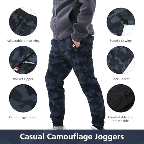 LY4U Tracksuit Bottoms Men, Camouflage Joggers with Zip Pocket, Cosy Breathable Gym Trousers with Elastic Waist, Casual Sweatpants for Running Training, Black S - Image 6