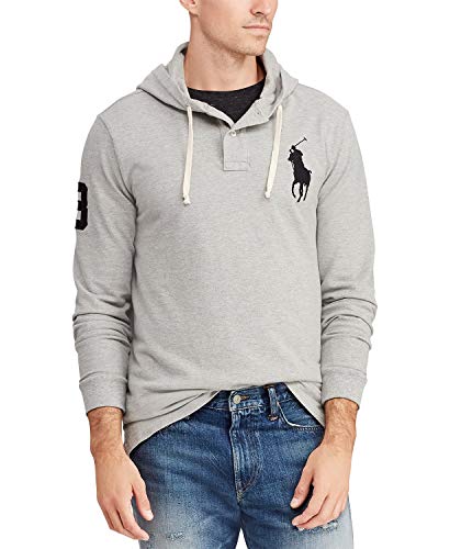 POLO RALPH LAUREN Mens Embroidered Logo Hooded Sweatshirt Gray L