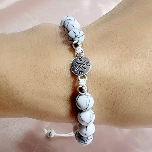 Cjiayujew 2023 Graduation Gifts For Her/Him-Adjustable Natural Stone Compass Bracelets With Greeting Card - For High School/College/Middle School Graduate (White Turquoise, Graduation Day) #TOP3