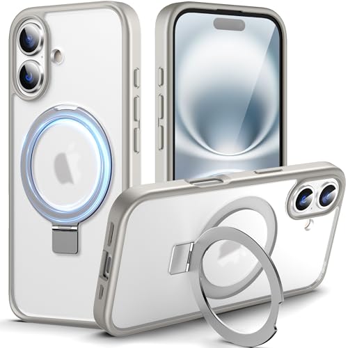 Coque iPhone 16 magnétique mate antichoc fine avec support gris