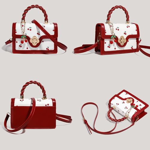 Cherry Purse Women Cherry Print Coquette Bag Cute Trendy Shoulder Bag Y2K Small Handbag Zip Crossbody Purse3
