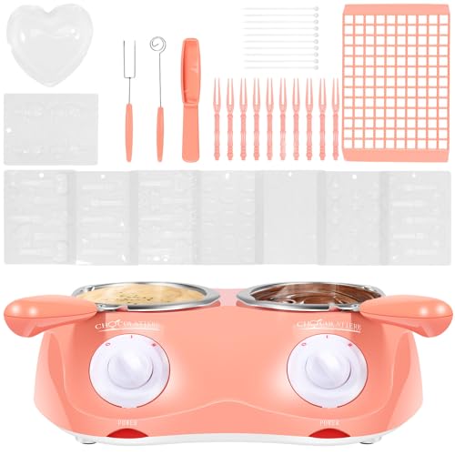 Abizarch Chocolate Melting Pot Portable Mini Electric Chocolate Melter with Double Melting Pot Food Grade Melting Fondue Set Easy Use Chocolate Fondue Fountain Pot for Chocolate Cheese Candy Butter