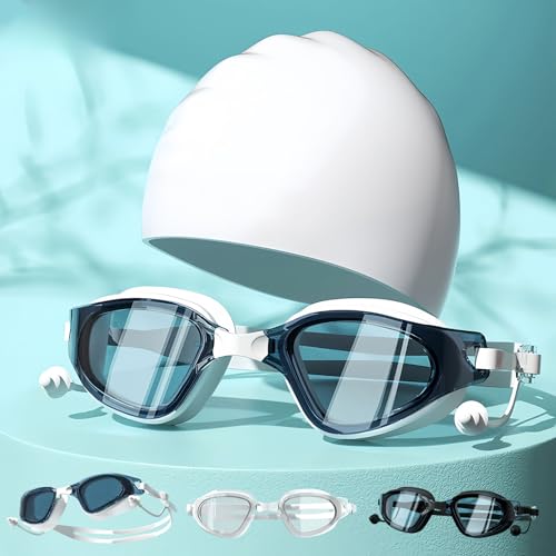 Lunettes de natation optiques anti-buée et anti-UV pour myope couleur bleu