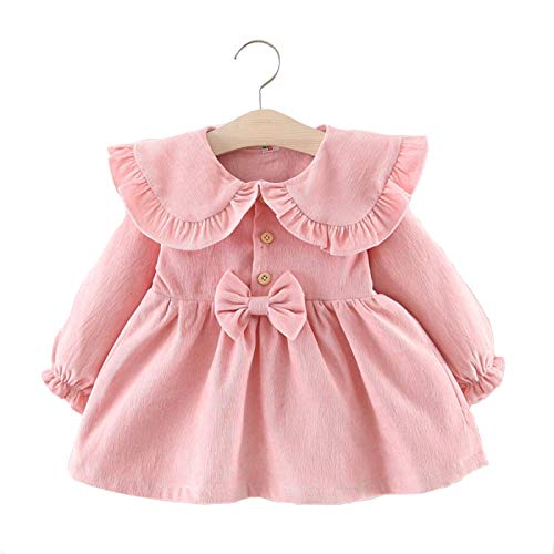 Eyiou Spring Autumn Baby Girls Toddler,Long Sleeve Sweet Princess Infant Dress (Pink, 12-18 M)