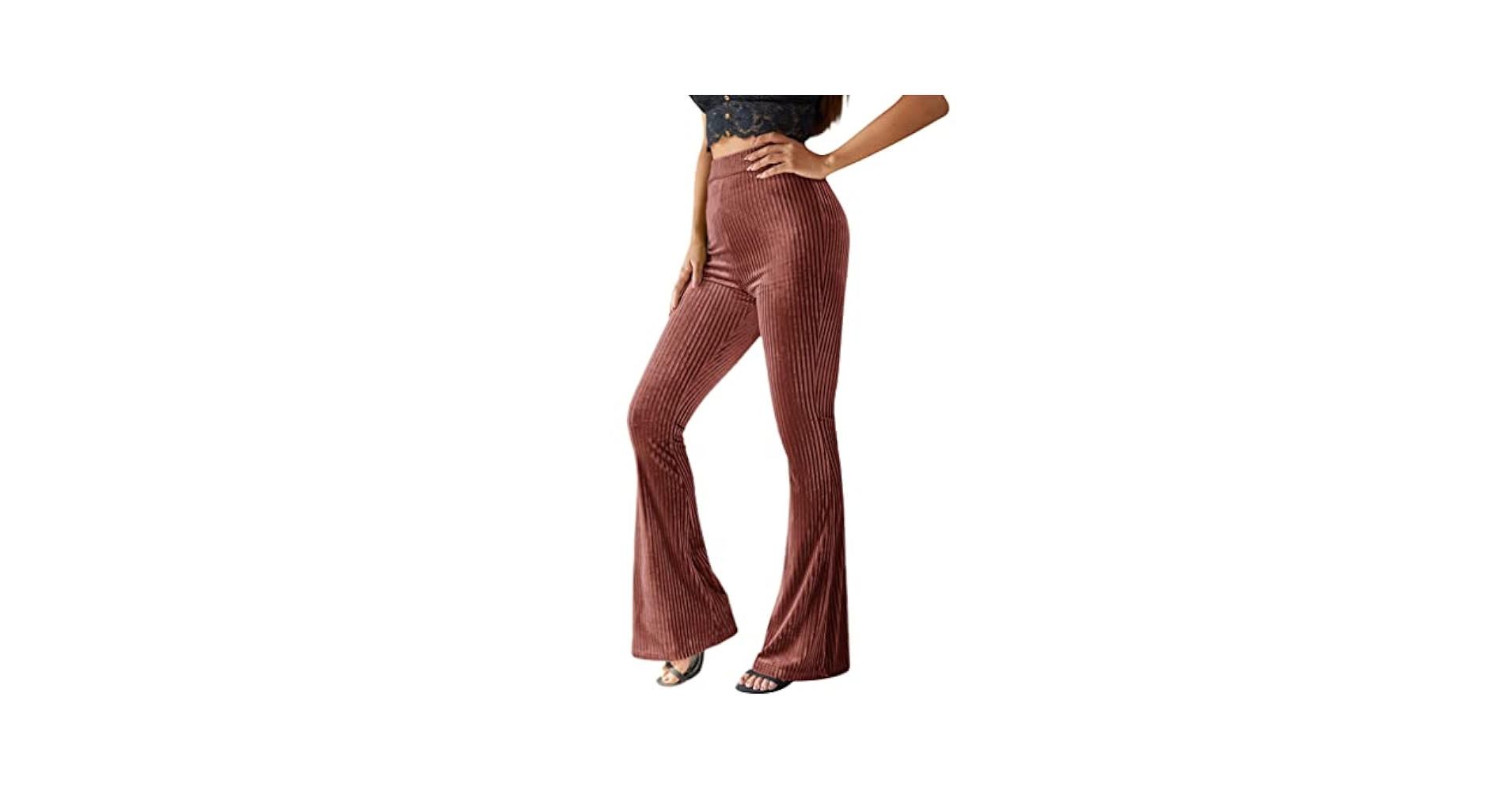 Amazon.com: Women's Flare Velvet Pants High Elastic Waist