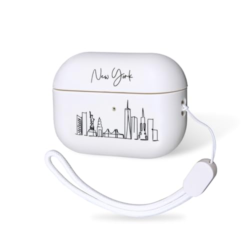 COLLECTIVE HOME - AirPods Pro 1st & 2nd Gen Case, U.S. City Skyline Design, Black Line Art of Iconic Cities, Premium TPU Material, Ideal for Stylish Protection and Gifts (New York)