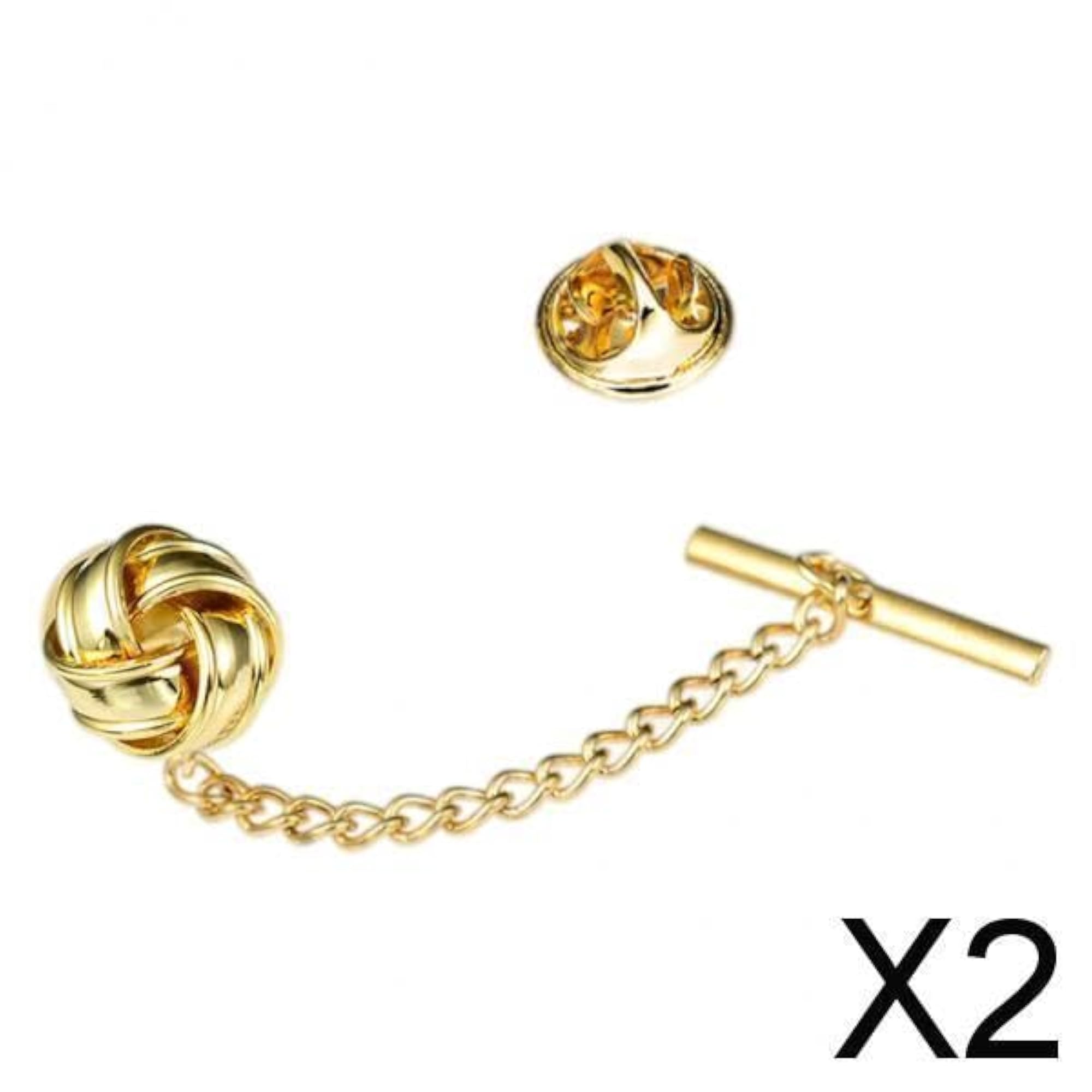2x Men's Gold Tie Tack Pins for Valentine's Day Gift