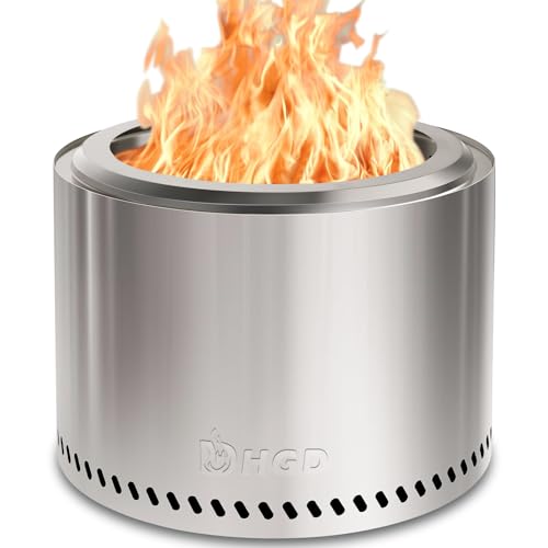 HGD 20 Inch Smokeless Patio Fire Pit, Outdoor Wood Burning Stove, Stainless Steel Firepit for...