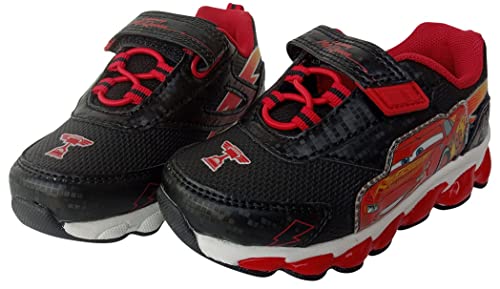 Disney Boy's Lightning McQueen Cars Light Up Sneakers (Black, Numeric_12)2