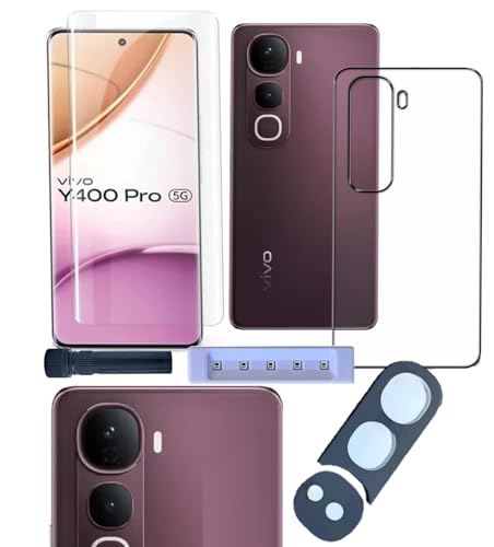 Image of UV Tempered Glass Screen Protector Compatible for Vivo Y400 Pro 5G | Front And Back Screen Guard With camera lens protector (Combo)