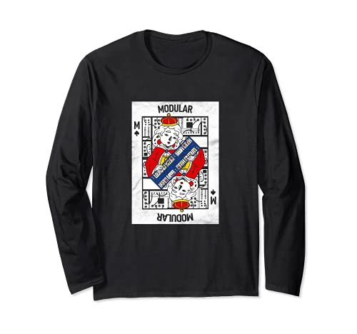 Modular Synthesizer Eurorack Synth Nerd Playing Card Long Sleeve T-Shirt, Black