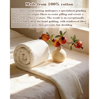 FIVEIZERO Grinding Natural 100% Cotton Quilt Batting,34X45 Cotton Batting for Quilting,Lightweight Batting Fabric for Sewing,Quilt,Crafts,Cushions,Backing,Wadding,Twin & King Size Quilt Projects