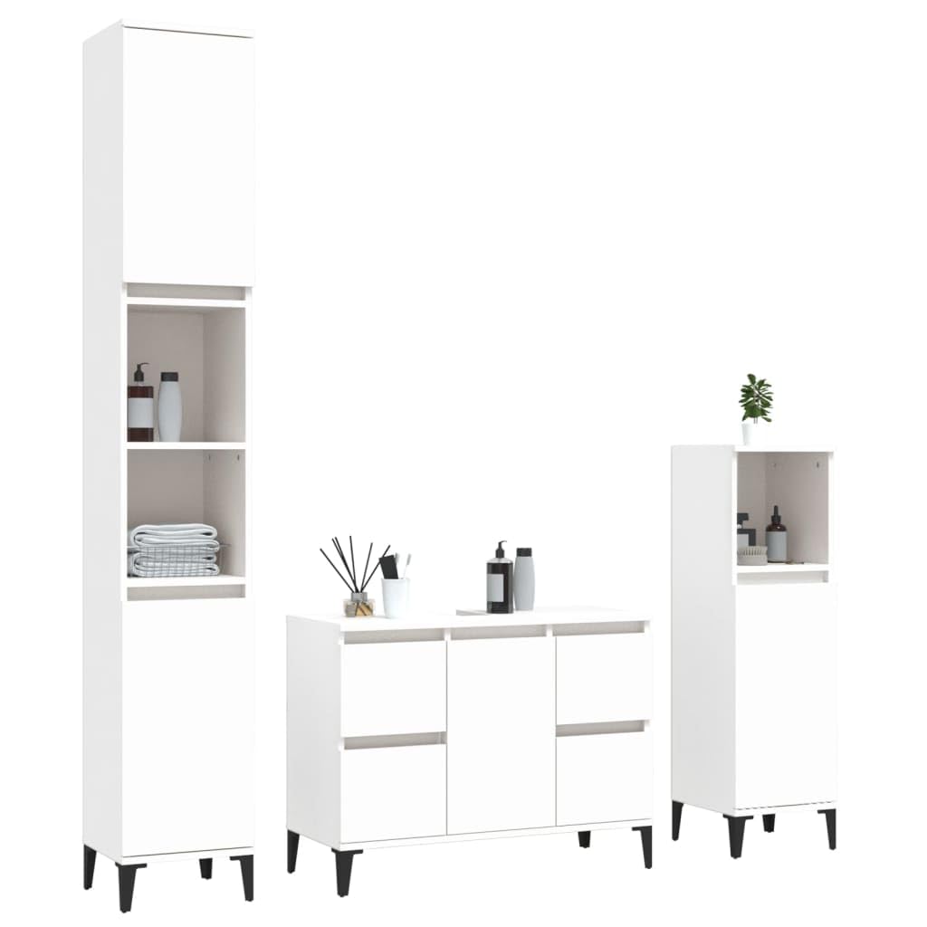 Mobili,Set di mobili,Set di mobili da bagno,Set di mobili da bagno 3 pezzi in legno bianco ingegnerizzato