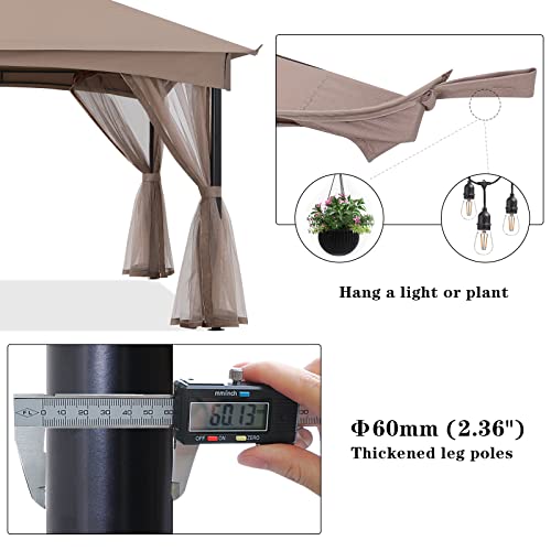 MASTERCANOPY-Tool-Free-Patio-Gazebo-Screw-Free-Easy-Installation-Outdoor-Garden-Gazebo-with-Netting-Walls-11x11Khaki MASTERCANOPY Tool Free Patio Gazebo Screw Free Easy Installation Outdoor Garden Gazebo with Netting Walls 11x11Khaki