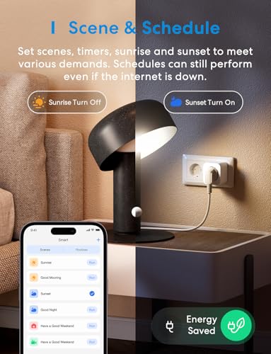 Meross Smart Home Steckdose 4er Pack, WLAN WiFi Steckdose mit Strommessung (16A), kompatibel mit Alexa, Google Home & SmartThings, Sprachsteuerung, Fernzugriff und Timerfunktion