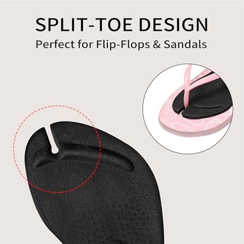 Image of SooGree 2 Pairs Gel Arch Support Cushion Insoles Adhesive Silicone Flip Flop Thong Inserts Invisible Slim Inserts Pain Relief Anti-Slip Shock Absorption Plantar Fasciitis (Black, S)