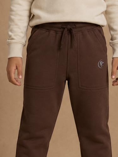 Image of KiddoPanti Boys Solid Fleece Track Pants | Cotton Poly Fleece Fabric | Ankle Length Bottom Rib | 2 Front Patch Pocket | Elastic Waist & Drawcord | Jogger Track Pants for Boys
