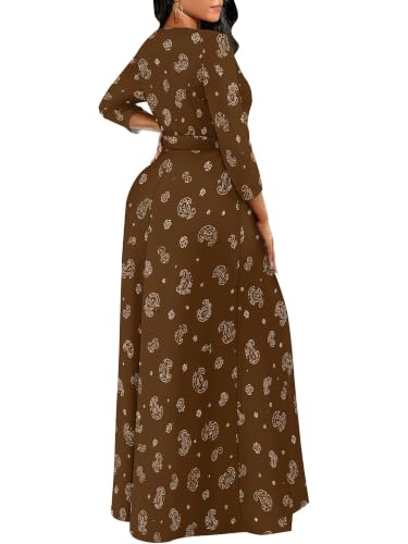 Image of PinkPatty Women's Long Sleeve Maxi Dress Plus Size Casual V Neck Wrap Dress with Pockets&Belt