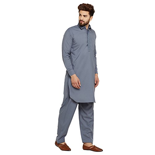 Image of SOJANYA (Since 1958 Men's Soft & Comfortable Cotton Blend Solid Pathani Set-Perfect for Eid & Holi Celebrations