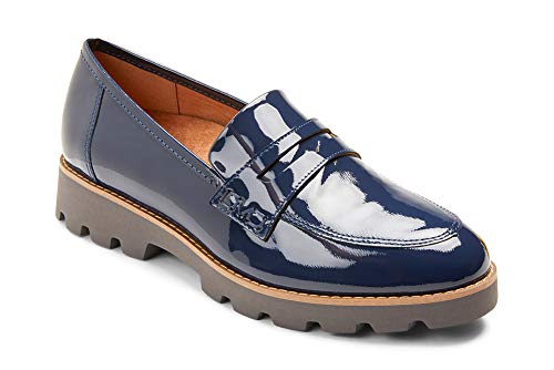 Vionic Women's Charm Cheryl Loafer - Supportive Casual Shoes with Concealed Orthotic Arch Support That Include Three-Zone Comfort with Orthotic Insole Arch Support,Navy Patent Medium 8 US