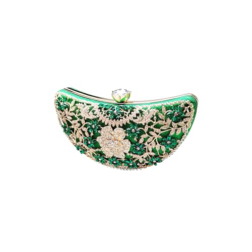 Clutch da Borsetta da Sera con Paillettes Pochette Piccolo con Catena Borsa a Mano a Spalla Lussuoso Cerimonia Cocktail Festa Ballo a Tracolla donna elegante strass verde