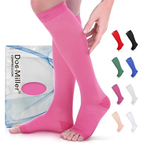 Image of Doc Miller Open Toe Compression Socks 15-20 mmHg for Women & Men
