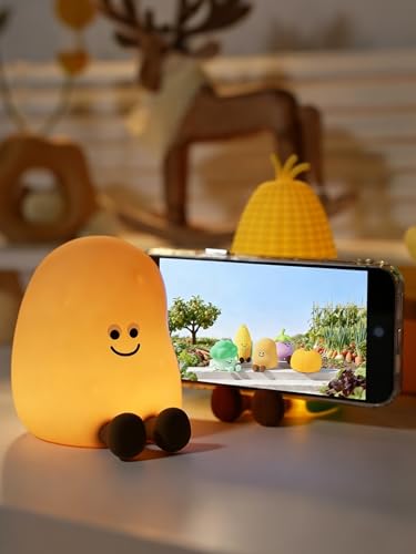 Image of QANYI Squishy Potato Night Light with Timer, 7 Color Changing & Dimmer, Rechargeable Silicone Lamp - Soft Glow for Bedroom, Desk, Cute Funny Gift for Adults Teens