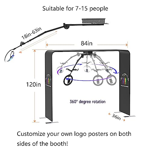 MWE Sky Overhead 360 Photo Booth for Big Parties with Software APP Remote Control Rotating 360-Degree Full Body Spin with Ring Light and Stand for up to 15 People (Booth+Arm) - Image 4