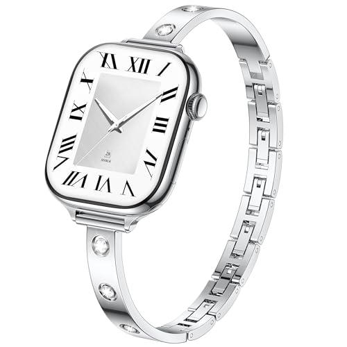 Bling Diamond Band Compatible with Apple Watch for Women 40mm 42mm 41mm 38mm 44mm 45mm 46mm, Slim Sparkly Bracelet Dressy Metal Strap with Jewelry Crystal for iWatch Series 11 SE 10 9 8 7 6