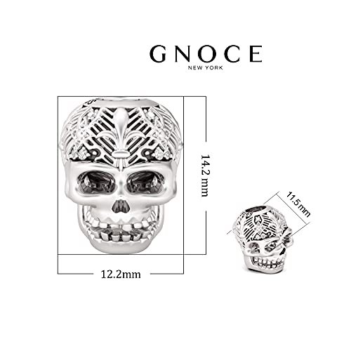 Image of GNOCE Skull Pendant Charm Silver Dangle Charms Bead fit Bracelet /Necklace Jewelry Gift for Women Men