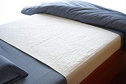 Careboree Pack of 2 Cotton Top-Layer Reusable Tuckable Underpads Incontinence Bed Pads Queen 34"X60" Washable 21" Wings