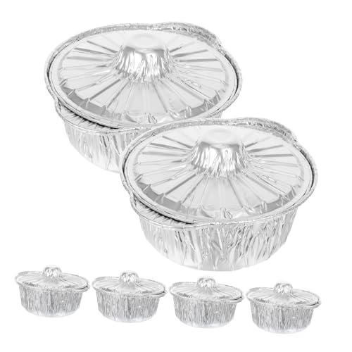 INOOMP 6 Pcs Aluminum Foil Pots with Lids Disposable Round Foil Pans for Outdoor Cooking Camping and Picnics Convenient and Portable Food Storage for Soup and Hot Pot