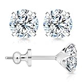 Limerencia Moissanite Titanium Stud Earrings, D Color VVS1 Clarity Lab Created Moissanite Earrings, F136 Implant Grade Hypoallergenic (5MM-1ct.tw(0.5ct*2) White Gold)