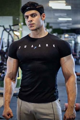 Image of FUAARK Men's Round Neck Slim fit Gym & Active wear Sports T-Shirt for Workout & Casual Wear