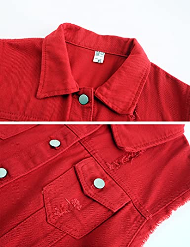 Womens Cute Sleeveless Distressed Slim Fit Denim Jean Crop Jacket Vest3