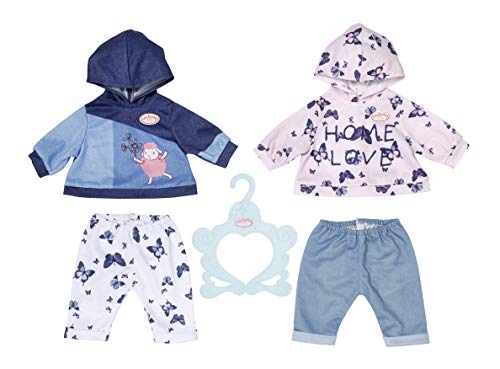 Baby Annabell Designs & Hanger Baby Suits Set of 2 x 43cm-for Toddlers 3 Years & Up-Easy for Small Hands-Includes Jumper, Trousers & Hanger-Two Designs