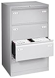 BISLEY Light Hängeregistraturschrank, doppelbahnig, DIN A4, 4 HR-Schubladen, 100 Prozent Schubladenauszug, Metall, 645 Lichtgrau, 62.2 x 80 x 132.1 cm