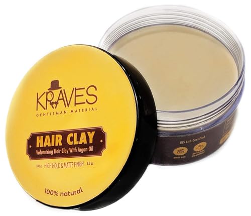 KRAVE S 100% Natural Hair Clay Hair Wax For Men With High Hold & Matte Finish (Hair Clay Wax, 100g), Made In India, Pack of 1 - Image 2